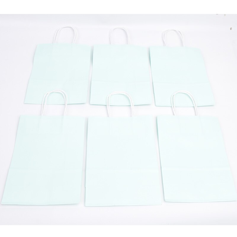 6 stk kraftpapirposer blå/lyserøde pastelposer slik regnbue pastel festdekoration baby shower: Tiffany
