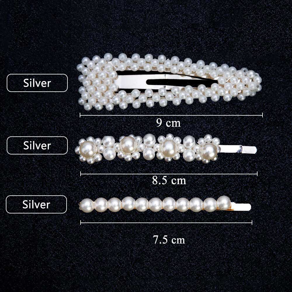 3/4pcs Trendy Pearl Hair Clips For Women Handmade Geometric Hair Barrette Triangle Square Hairpins Snap Hair Styling Accessories: 13