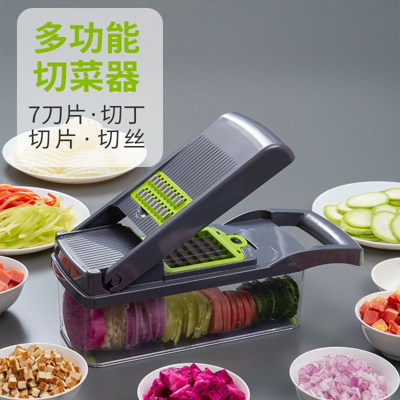 Cocina 14/16 in 1 multifunktionell grönsakshackare skivare strimlare med korg fruktskärare potatisstrimlare morotsmalningsprylar
