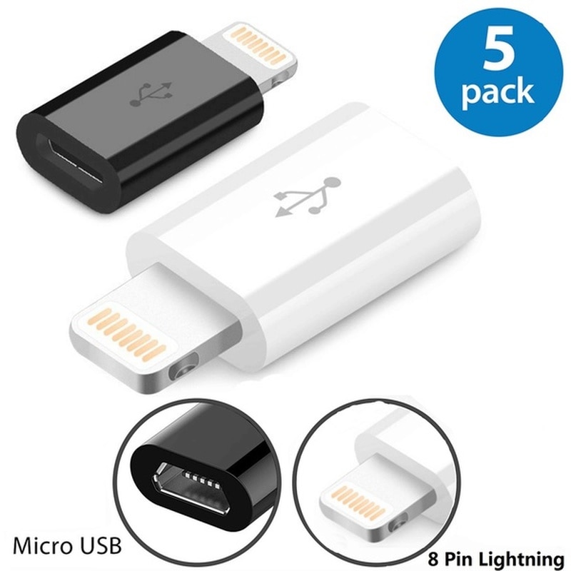 5Pcs Mini Otg Lightning Naar Micro Usb Adapter Voor Iphone 11 Pro Max Xs Max Xr X 8 Plus se Data Sync Charger Kabel Connector