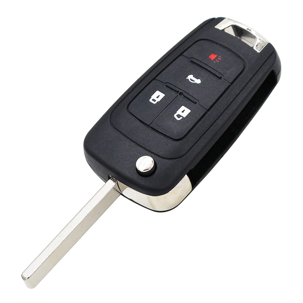Funda plegable con 2/3/4/5 botones para llave remota, carcasa para Chevrolet Aveo Cruze Camaro Equinox Malibu Sonic Spark Volt, hoja sin cortar: 4 Button