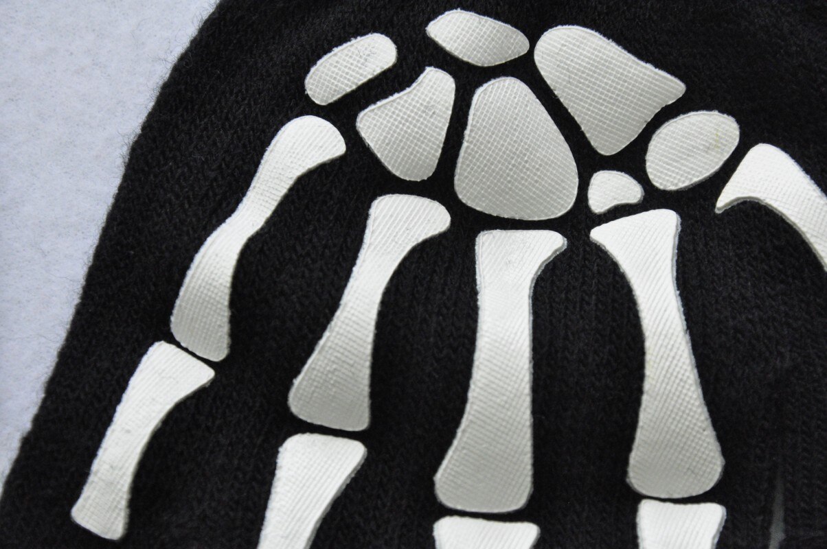 Luminous Skeleton Fingerless Gloves For Men Women Teens Skeleton Skull Cycling Hiking Winter Gloves Gothic Knitted Black Gloves
