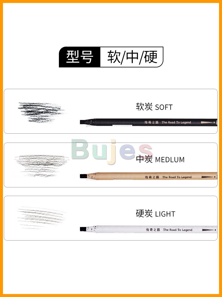 Carvão vegetal esboçando puxar linha lápis de carvão vegetal desenho caneta de arte caneta de carbono macio/médio/duro 12 peças suprimentos de arte profissional