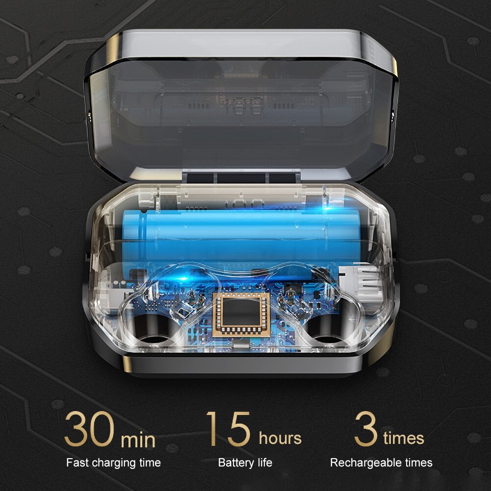 Draadloze bluetooth-headset 2200 mah oplaadbox draadloze bluetooth 5.0- koptelefoon met digitaal display in-ear oordopjes koptelefoons