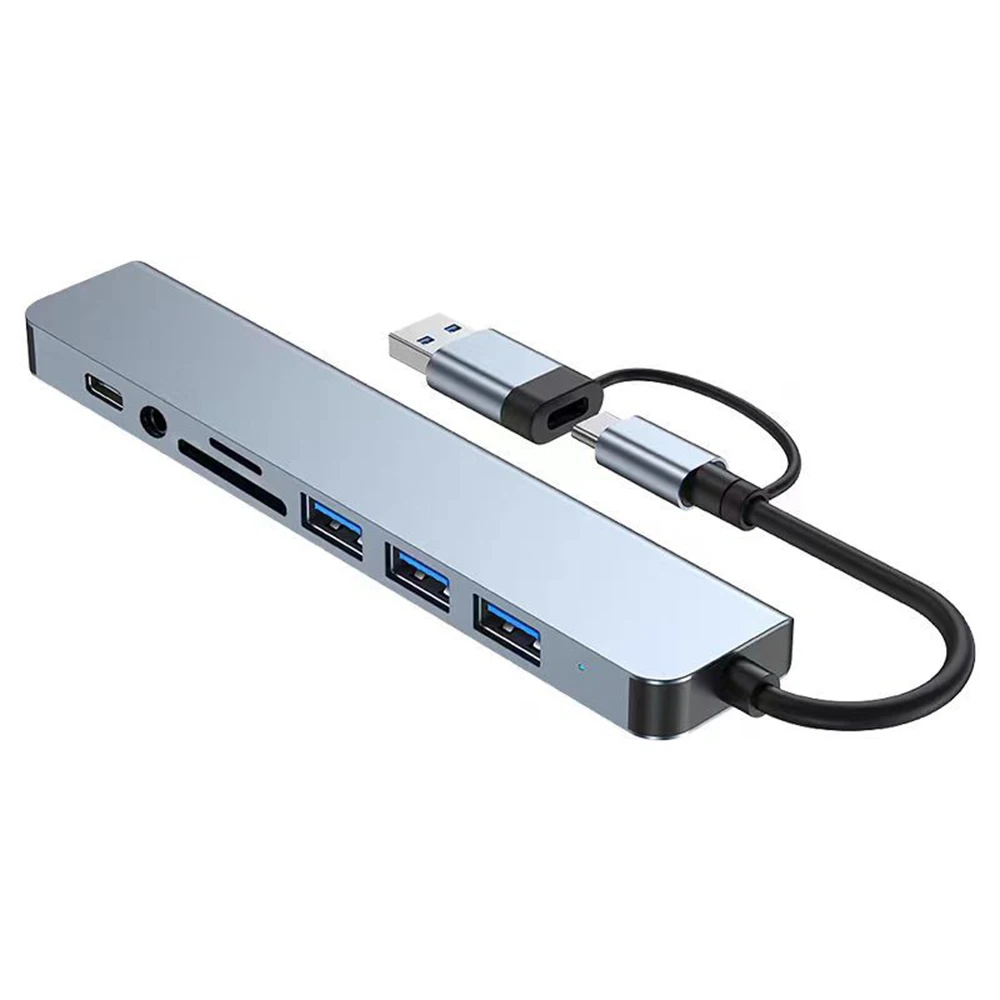 USB C Hub USB Splitter 8 en 2 extensor USB USBC tipo c estación de acoplamiento lector de tarjetas TF/SD adaptador OTG de alta velocidad para Macbook PC