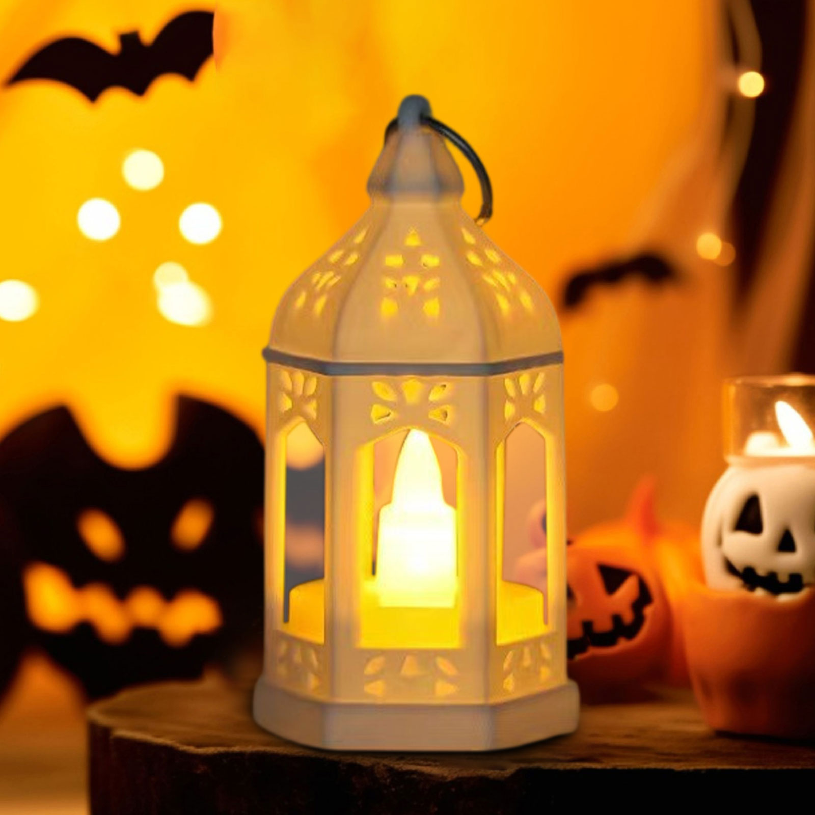 Halloween Christmas Candle Lamp - Electronic Candle LED Light Retro Pony- Lantern- Portable Bar Festival Atmosphere Lig