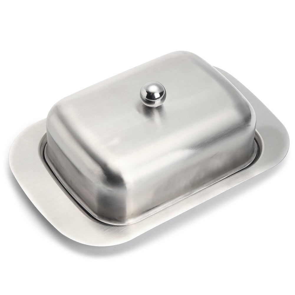 Stainless Steel Butter Dish Box Fruits Dessert Cheese Storage Tray with Lid LBShipping