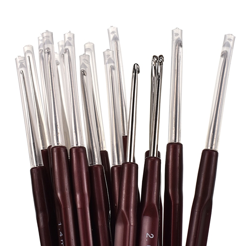 0.5-2.5mm Crochet Hooks With Plastic Handle Micro Crochet Needle For Knitting Lace Trim DIY Knitting Tools Supplies
