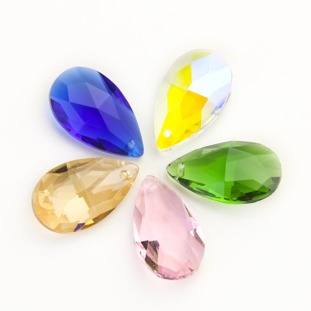 5Stck 28mm Waterdrop Kronleuchter Kristalle für Niedrige Decke Prismen Sonne Fänger Facettierte Glas Perle Vorhang Anhänger DIY Schmuck, der