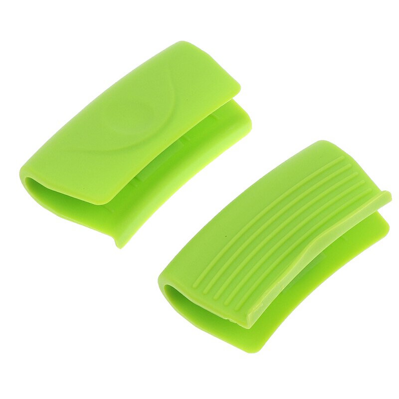 2Pcs Grip Siliconen Pot Houder Mouw Pot Handschoen Antislip Pot Handvat Cover Grip Keuken Tool Te Voorkomen brandwonden Beschermhoes: Green