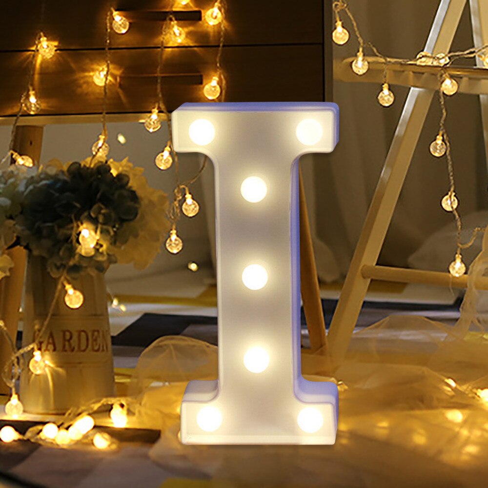 Soft warm glow wall hung or free standing Alphabet Letter Lights LED Light Up White Plastic Letters Standing Hanging A-M &: I