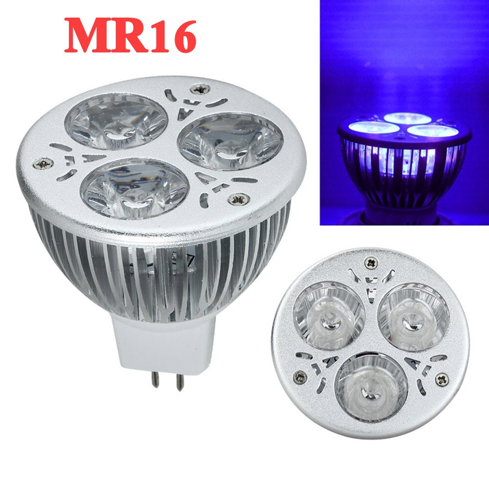 3W E27/GU10/MR16 UV Ultraviolet Purple Light LED Bulb Lamp 85-265V/12V Ultraviolet Bulb For Home Bedroom Kitchen Energy efficien: MR16 / 2pcs