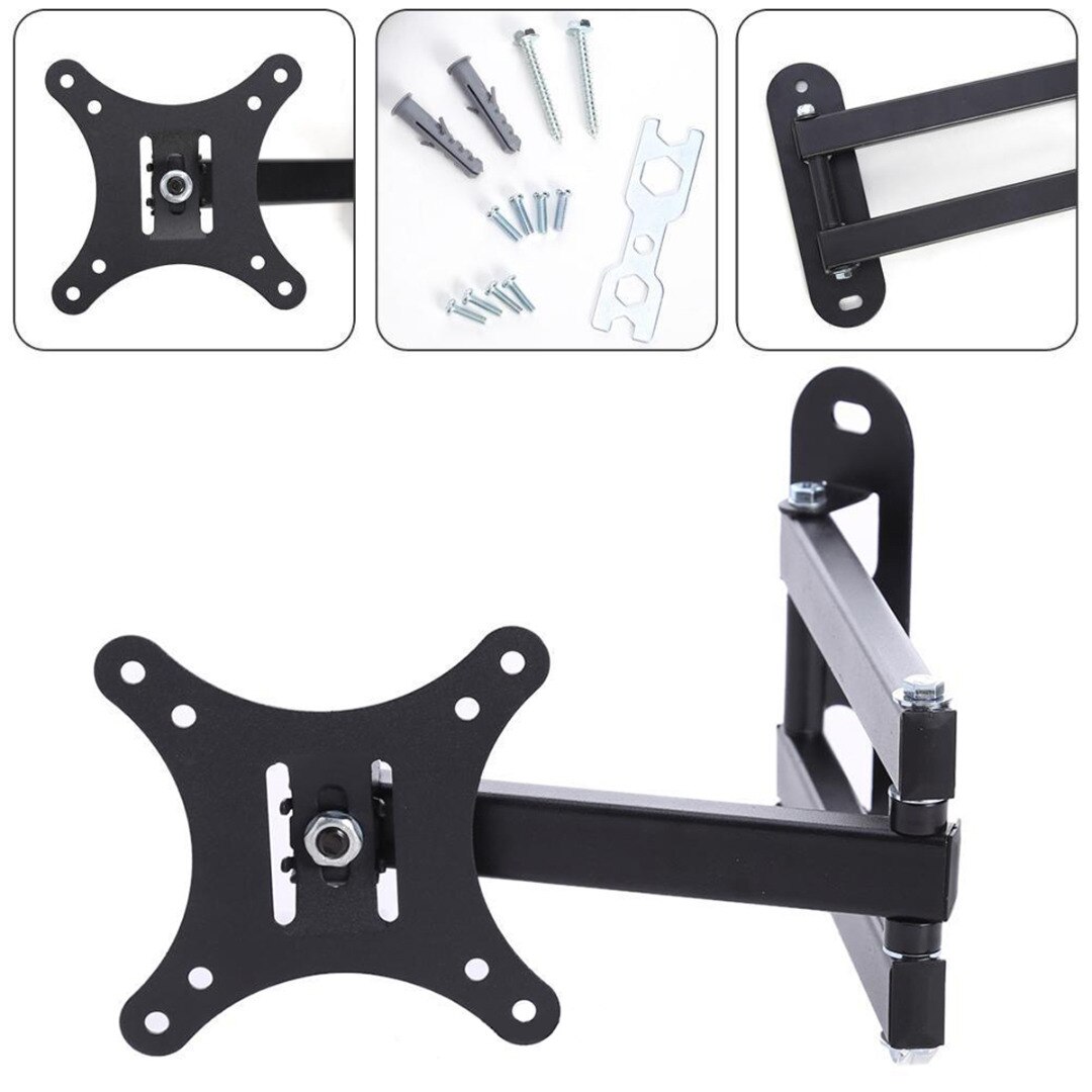 1pc Full Motion TV Wall Mount Swivel Bracket Durable TV Mounts Black Television Brackets Fit for 10-32Inch LED LCD Flat Screen