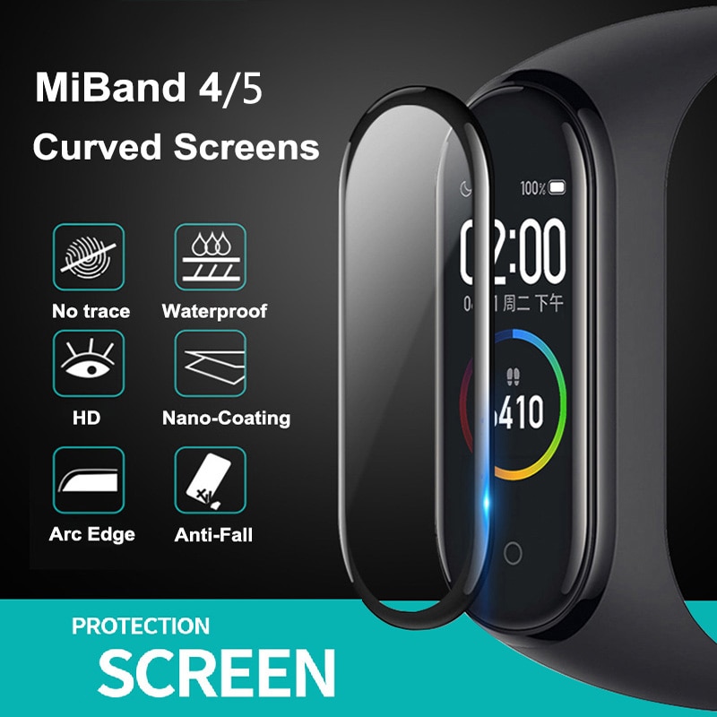 Protetor de tela 3d para xiaomi mi banda 4 5 vidro protetor miband 4 resistente a riscos para xiomi mi band4 filme