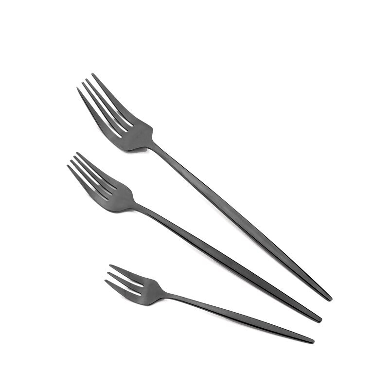 Knife Dessert Fork Long Handle Spoon Chopsticks Dinnerware Stainless Steel Black Flatware Cutlery Set Tableware Silverware Set