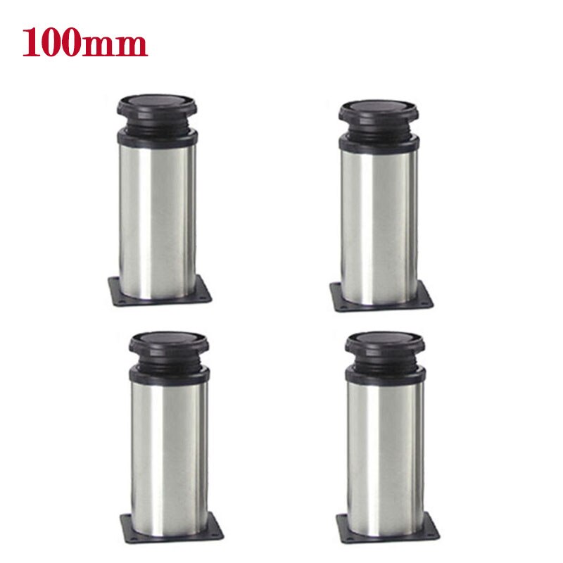Stainless Steel Furniture Height Metal Adjustable Legs Feet Cabinet Table Sofa Bed Chair Legs Furniture Support Hardware thicken: 4 X 100mm
