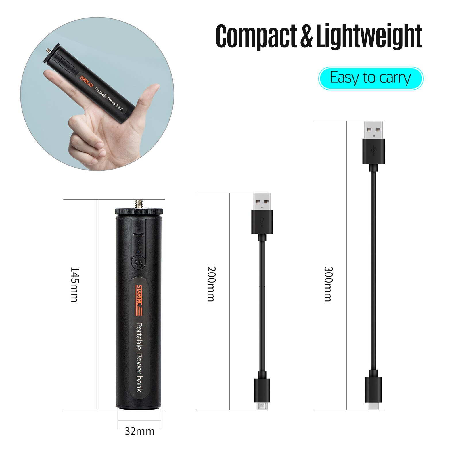 Batteria multifunzione da 6800mAh integrata con impugnatura a mano per Power Bank con porta di ricarica USB sostituzione in lega di alluminio