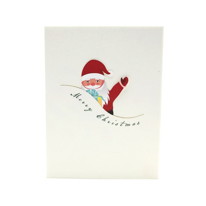 3D Up Santa Claus Greeting Cards Postcards Invitations with Envelope for Kid E56E