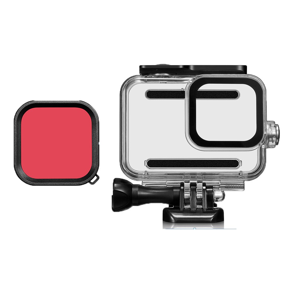 Carcasa impermeable para buceo subacuático, Kit de filtro de lentes de Color para GoPro Hero 8, accesorios para cámara go pro, 45M: Package 2