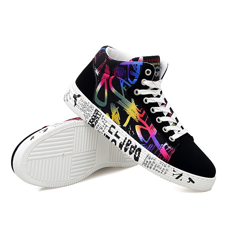 Printemps automne hommes femmes baskets chaussures décontractées Couples bottes chaussures en toile haut de gamme Hip Hop rue Camouflage bottes: black and red / 9.5
