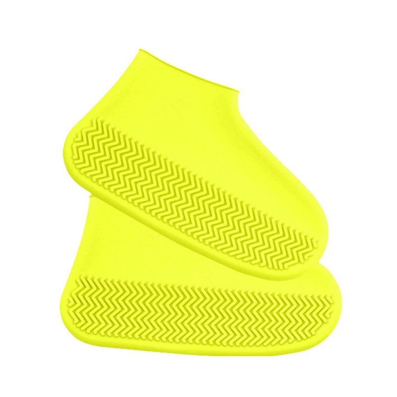 Couverture de chaussure imperméable Durable de Silicone couverture épaissie réutilisable antidérapante extérieure nouvelle: YELLOW / S