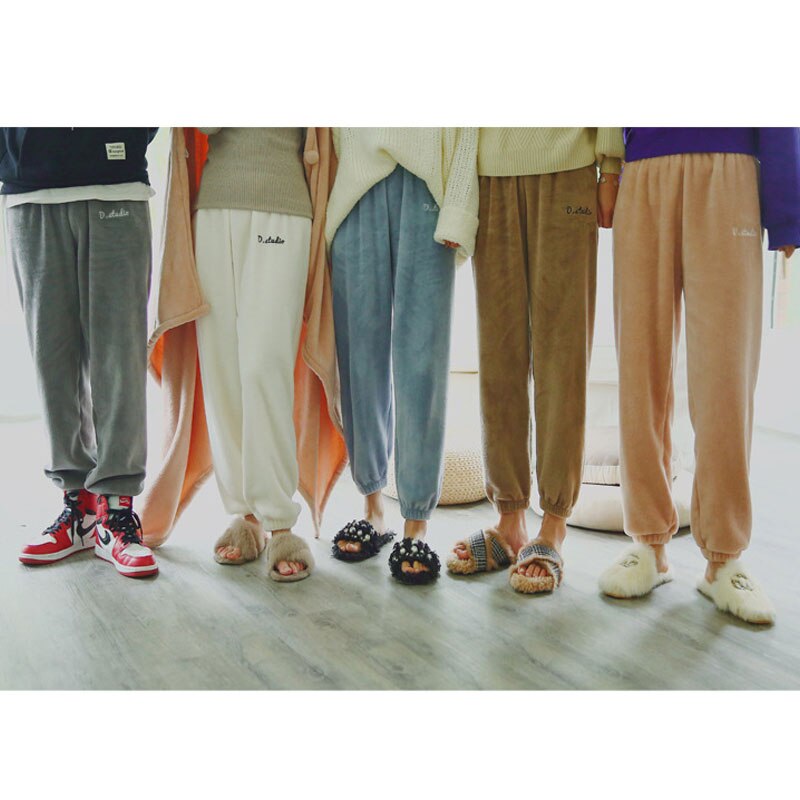 Aecu naisten flanelli pyjama bloomers housut talvi joustavat löysät housut vyötärö kiinteät pyjamat alaosa kodin uni alusvaatteet