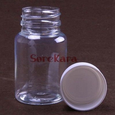 10pcs 50ml Clear plastic Bottle Reagent Bottle Sample Vials Plastic Lid Screw Cap Screw On Cover