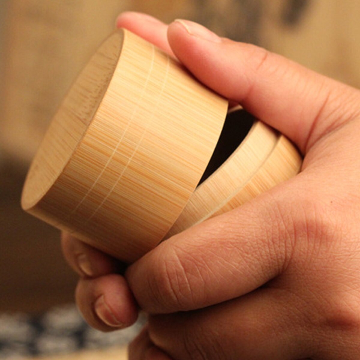 Natural Bamboo Tea Can Tea Canister Storage Boxes Travel Sealed Portable Tea Coffee Container Small Jar Caddy Organizer