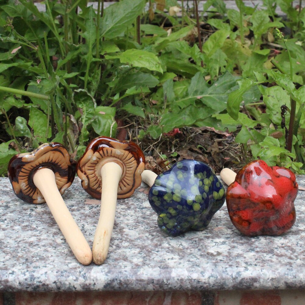 Garden Ornaments Ceramic Mushroom Craft Jewelry Succulent Flowerpot Decoration Office Desktop Garden Decoration Accessories