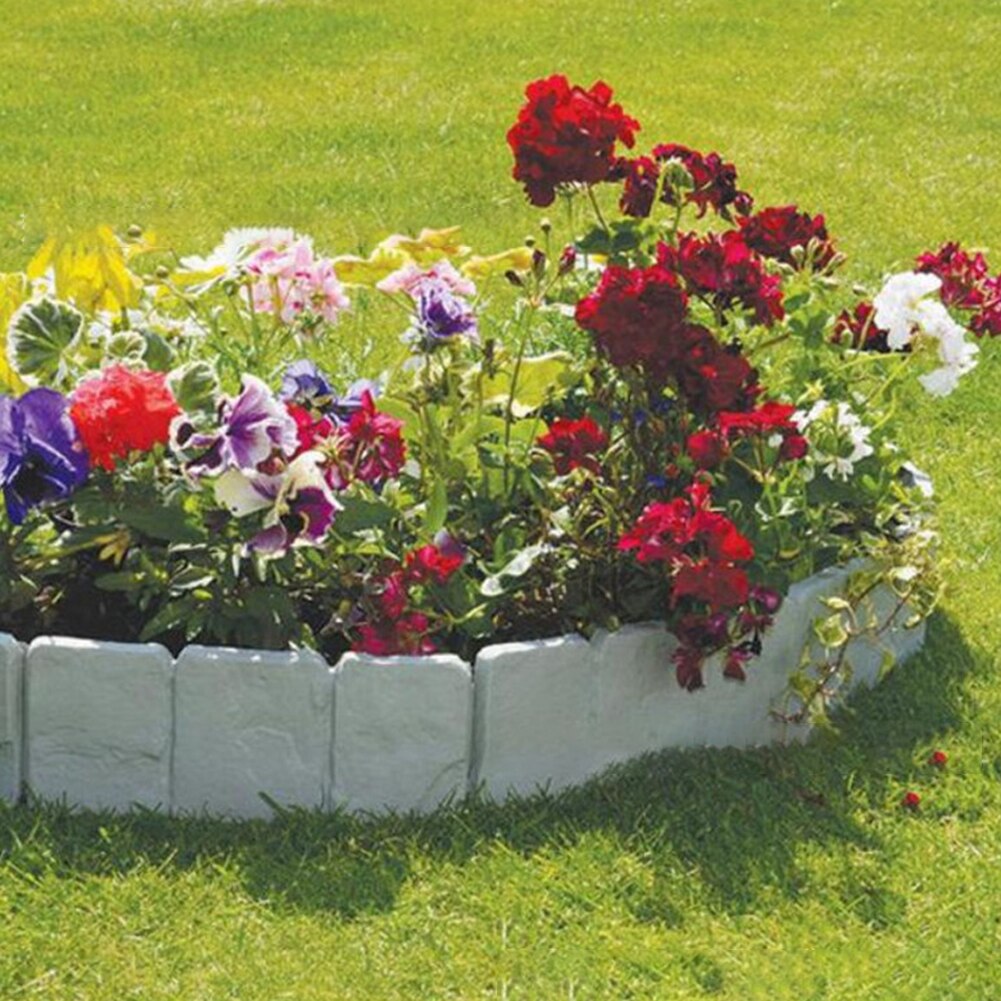20pcs Stone Effect Plastic Fence Folding Landscape Lawn Garden Plant Edging Plant Flower Bed Garden Border Grounding Fence