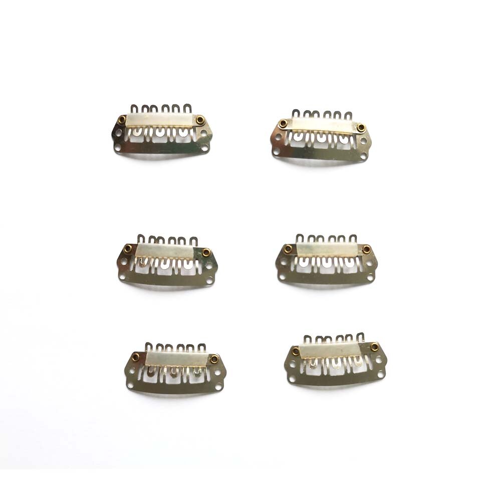 20pcs 2.8cm 6 teeth U Shape Snap Clips for Hair Extensions Wig Berets Caps Fix Clip-on Clips with Rubber BB Clips For Toupee DIY