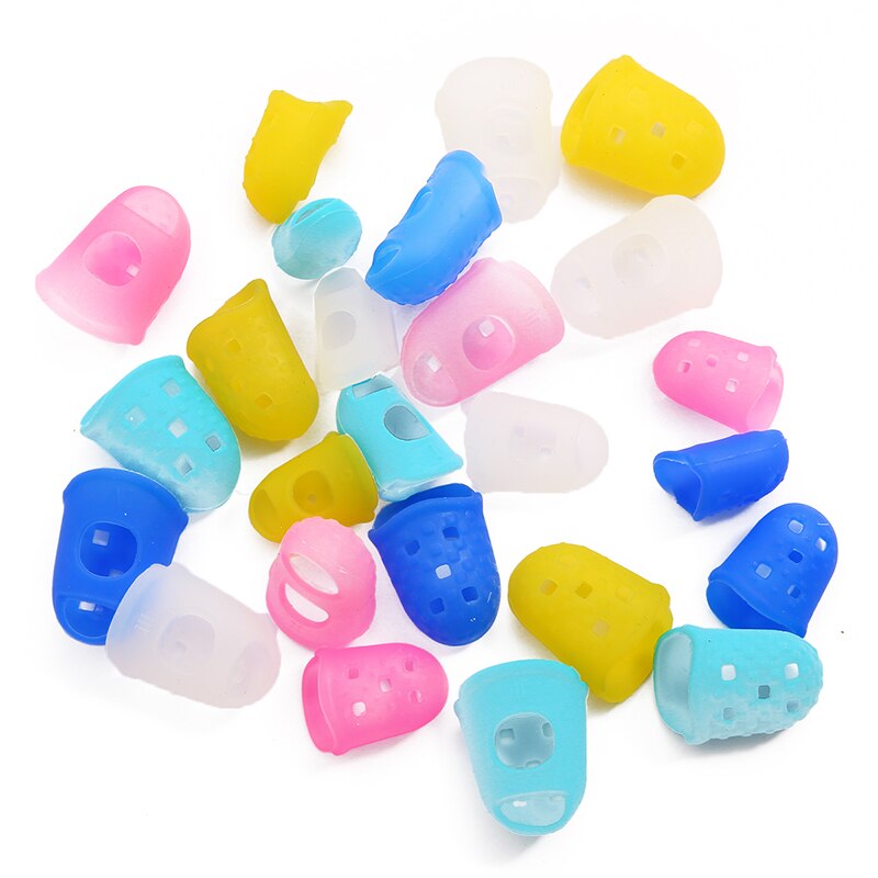 5pcs Random Color Multifunctional Silicone Thimbles Hollowed Out Breathable Protective Finger Sleeve DIY Crafts Sewing Accessory
