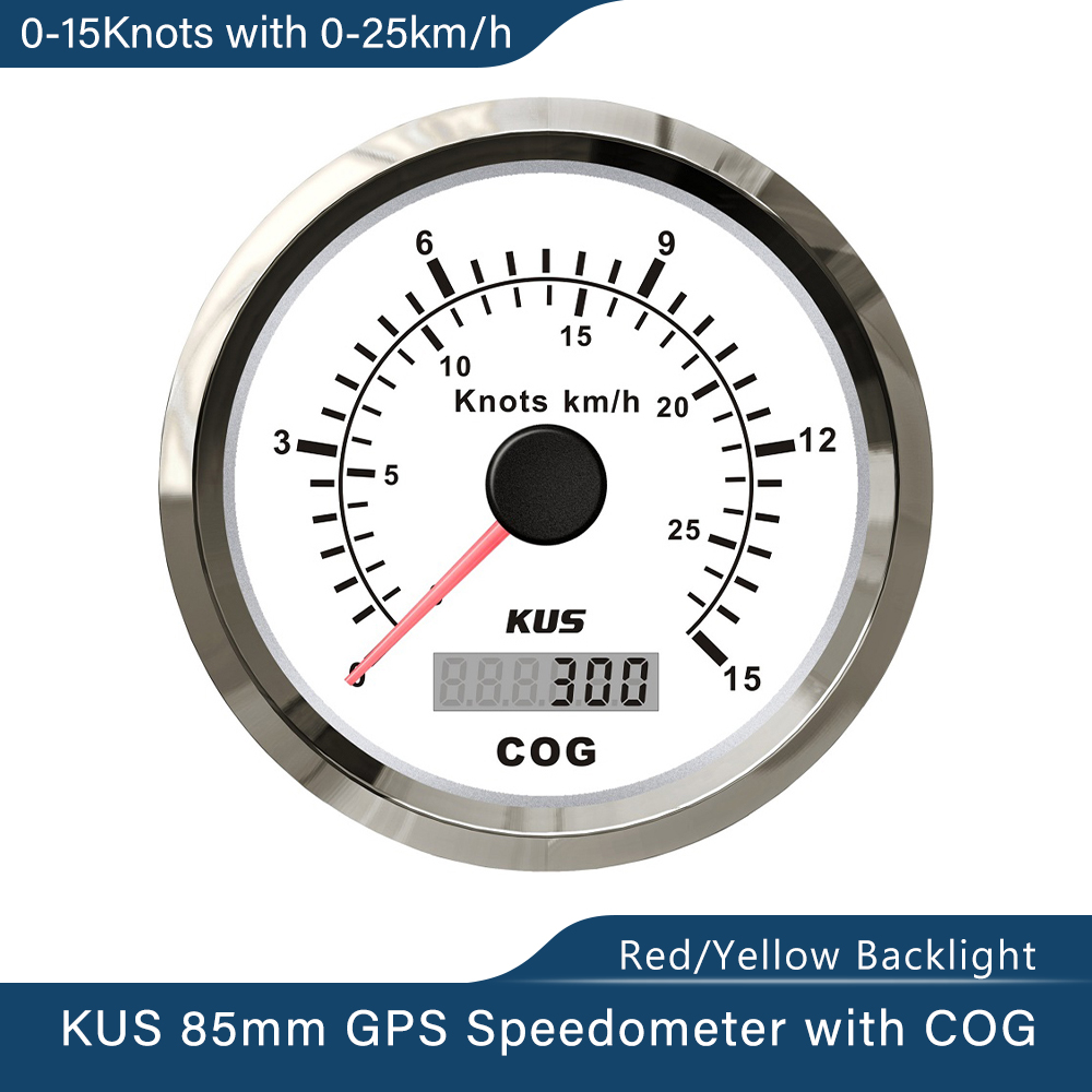 Kus 3 3/8 &quot;Waterdichte Marine Boot Schepen Gps Snelheidsmeter 15 Knopen 30 Knopen 60 Knopen Met Rood/geel Backlight: 15knots-WS