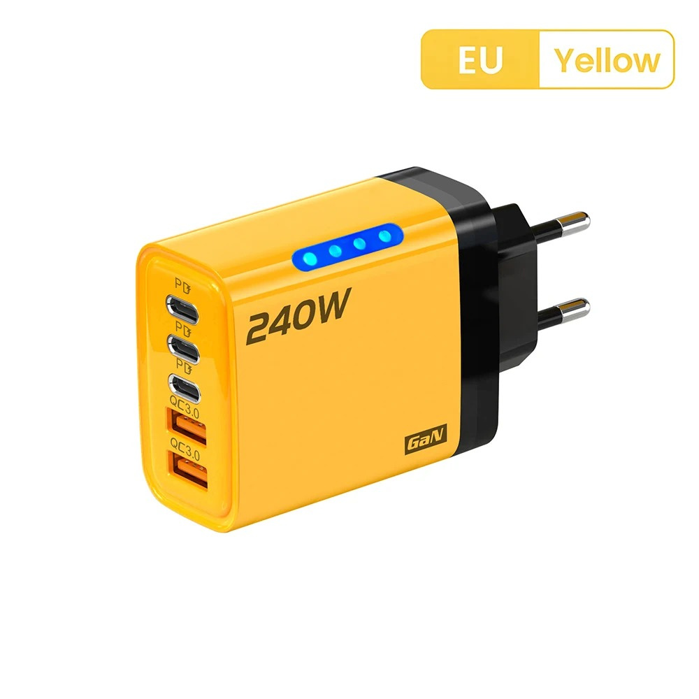 240w pd-oplader usb-c pd-oplader snellader 3.0 gan usb-oplader 5 in 1 snellader voor telefoons voedingsadapter type-c kabel: Il