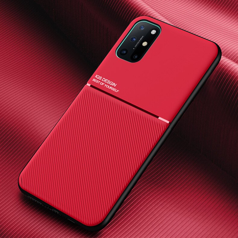 Custodia antiurto per Oneplus 8T custodia in Silicone per One Plus 8 8t supporto supporto magnetico per auto: Red