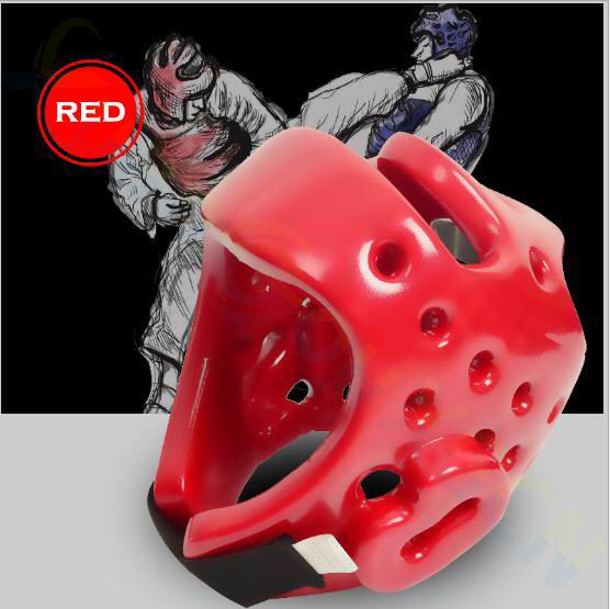 Taekwondo headgear thickening karate helmet adult children Sanda boxing training helmet mask Muay Thai protective gear Headguard: red no face mask / XL height 175-190CM