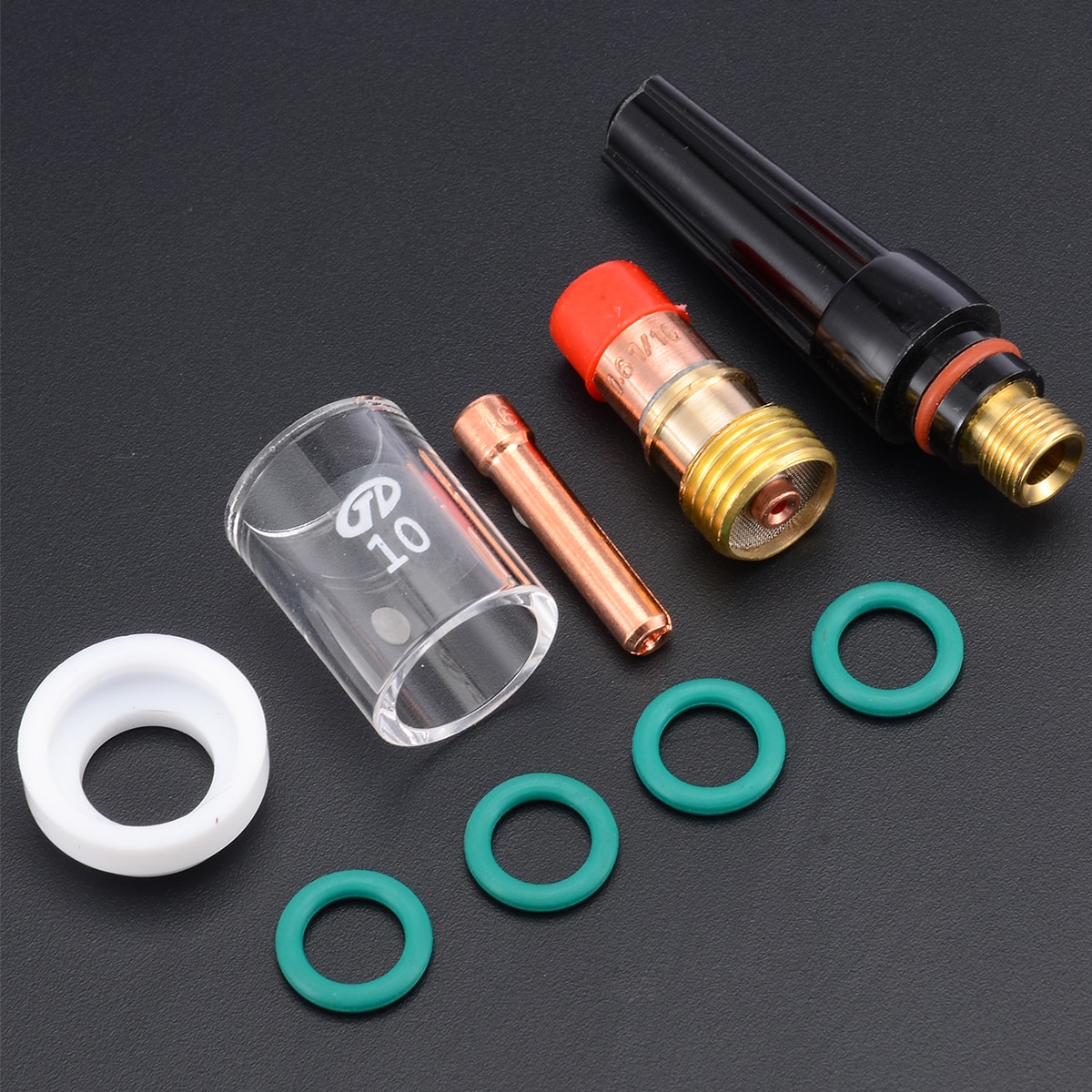 9pcs/Set TIG Welding Torch Accessories Kit Gas Lens Glass Cup Stubby Collet Kit For WP-17/18/26 1/16''