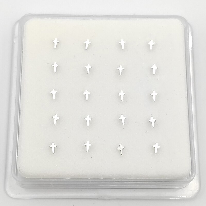 20pcs 925 Sterling Silver Nose Pin Cross Shape Nose Stud piercing gioielli per il corpo narice diritta