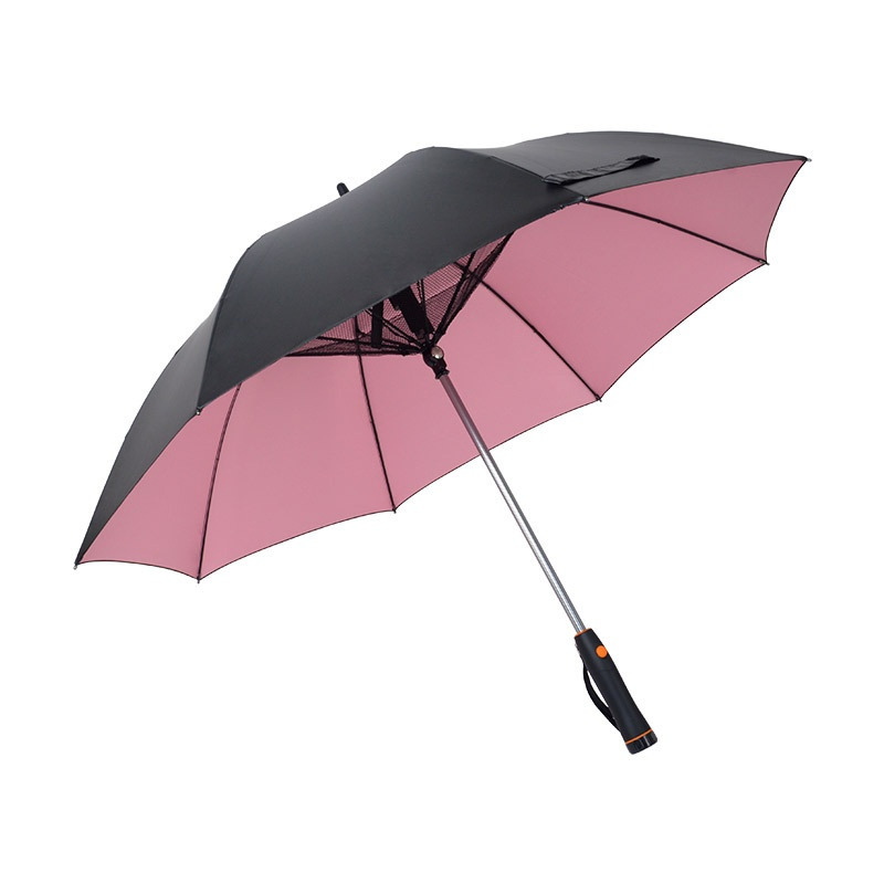 Koelende parasol met ventilator, zonnige regen, UV-beschermingsparaplu voor tweeërlei gebruik. Elektrische vinylparaplu
