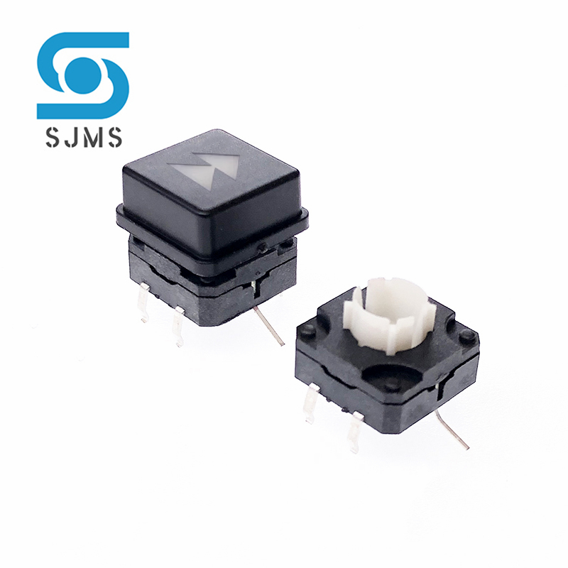 1 Stuks 12*12Mm 12X12 DIP-6P Met Licht Led Tactiele Micro-Drukknop Kortstondige Schakelaar + Kan Licht Vierkante Knop Switch Cap: Oranje / eu standaard