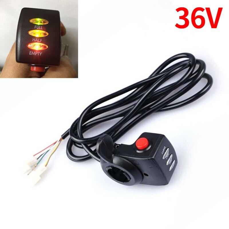 Speed Control Thumb Throttle for Scooter Ebike Electric Bicycle with on Off Button and Battery Power Indicator - 36V: Default Title