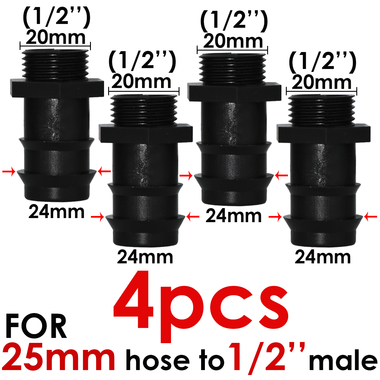 KESLA 4pcs Female Thread Connector 1/2 3/4" to Barb 16mm 20 25 PE Hose Adapter Irrigation Planter Drip System Garden Pipe Repair: green