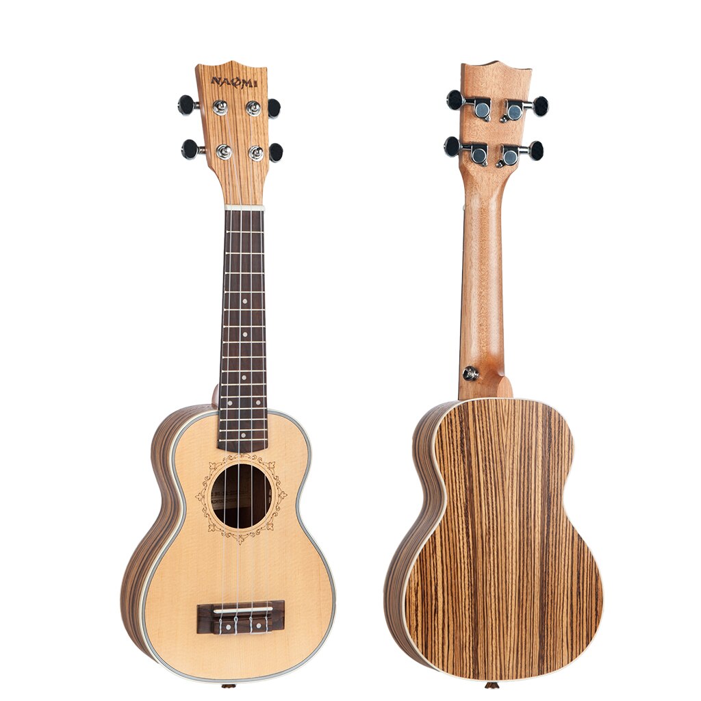 4 Strings Acoustic Ukulele Spruce Panel Zebrawood Side And Back Hawaii Guitar Guitarra 21" 23" 26" Ukulele Option