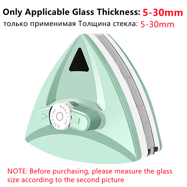 5 Levels Adjustable Magnetic Brush For Windows Double Side Washing Magnets Glass Wiper Cleaner Household Cleaning Tools: Green 5-30mm