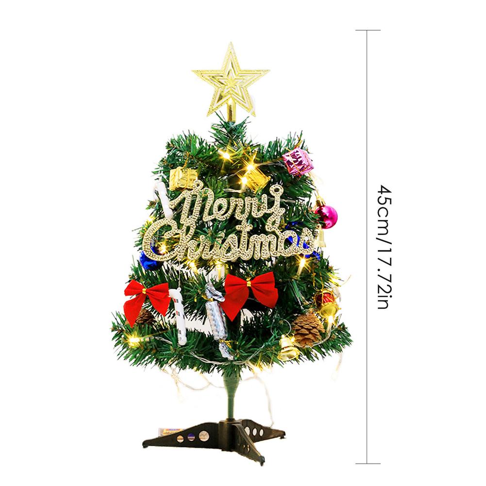 Diy kunstigt skrivebord juletræssæt samlet lille juletræ med led-lys til hjem juledekoration 30/45/60 cm