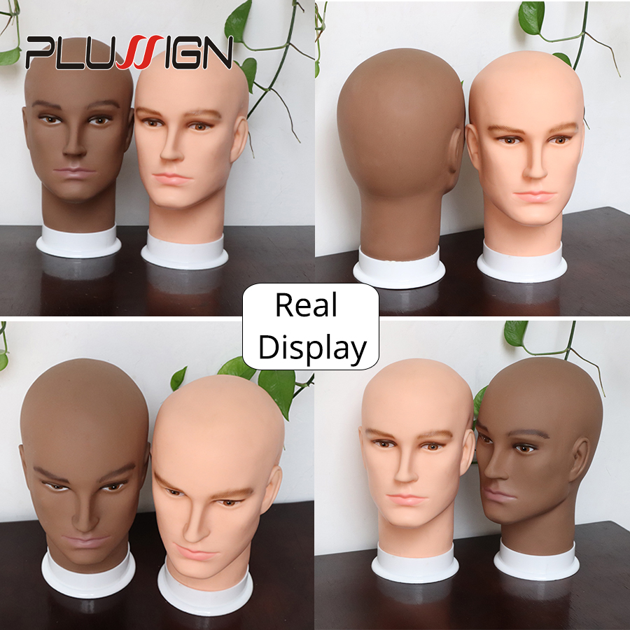 Plussign peruka manekin Model głowa pianka peruka włosy okulary biżuteria wyświetlacz kapelusze stojak brązowy/beżowy manekin głowa manekina Model