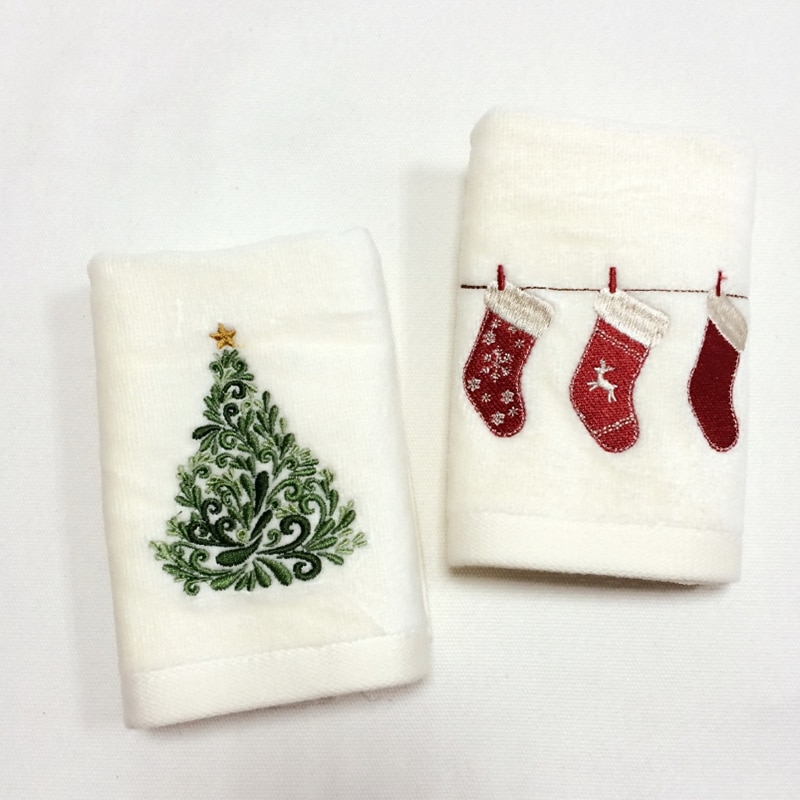 Jul serie bomuld håndklæder jul klokker juletræ strømper håndklæder håndklæder dekoration broderede håndklæder christ