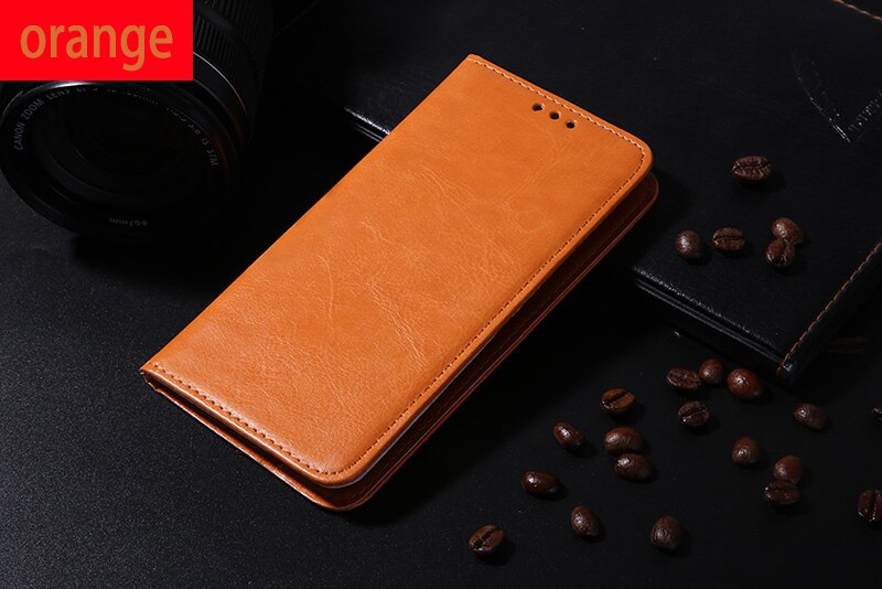 Luksus flip læder etui til alcatel pop 4 plus 5.5 tommer kort pung cover til alcatel one touch pop 4 plus 5056d telefon covers: Orange