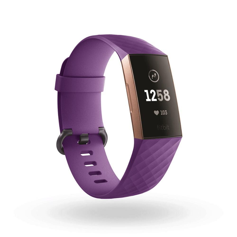 Duurzaam Horloge Band bandjes voor Fitbit Lading 3 riem op Fit Bit Lading 3 Charge3 Pols Siliconen lederen riem Armband accessoires: purple / S