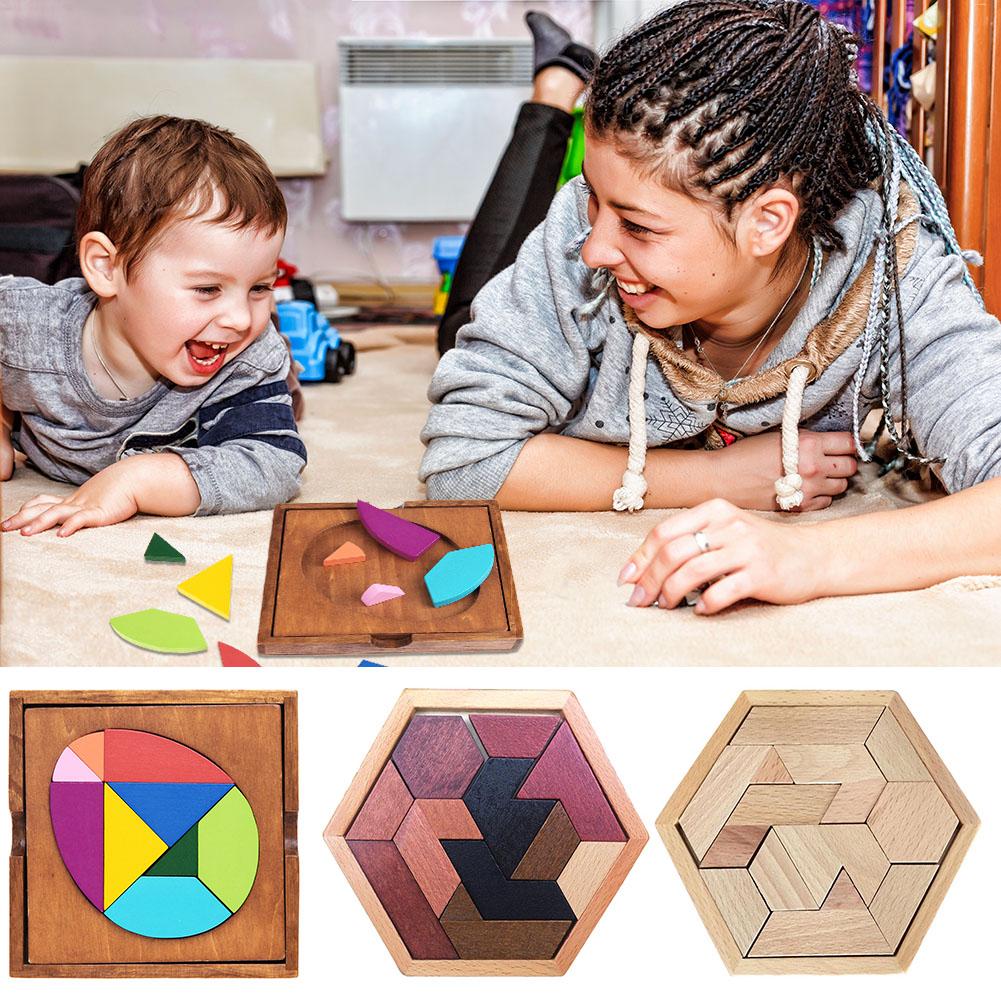 Funny Wood Puzzles Color Geometric Shape Learning Toys Daily Durability Practical Hands-on Ability Training Necessary Fun Toys